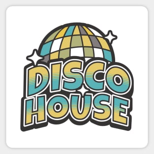 DISCO  HOUSE  - Y2K Disco Ball (gold/grey/blue) Sticker